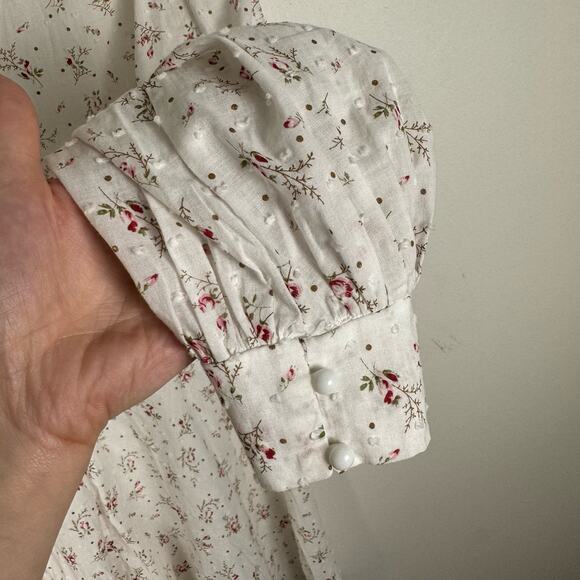 Lulus Blooming Into Love White Floral Print Long Sleeve Mini Dress Size Small - Picture 9 of 10